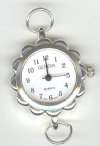 1 33x30mm Watch Face Two Loop Silver Tone with White Face and Scalloped Edge